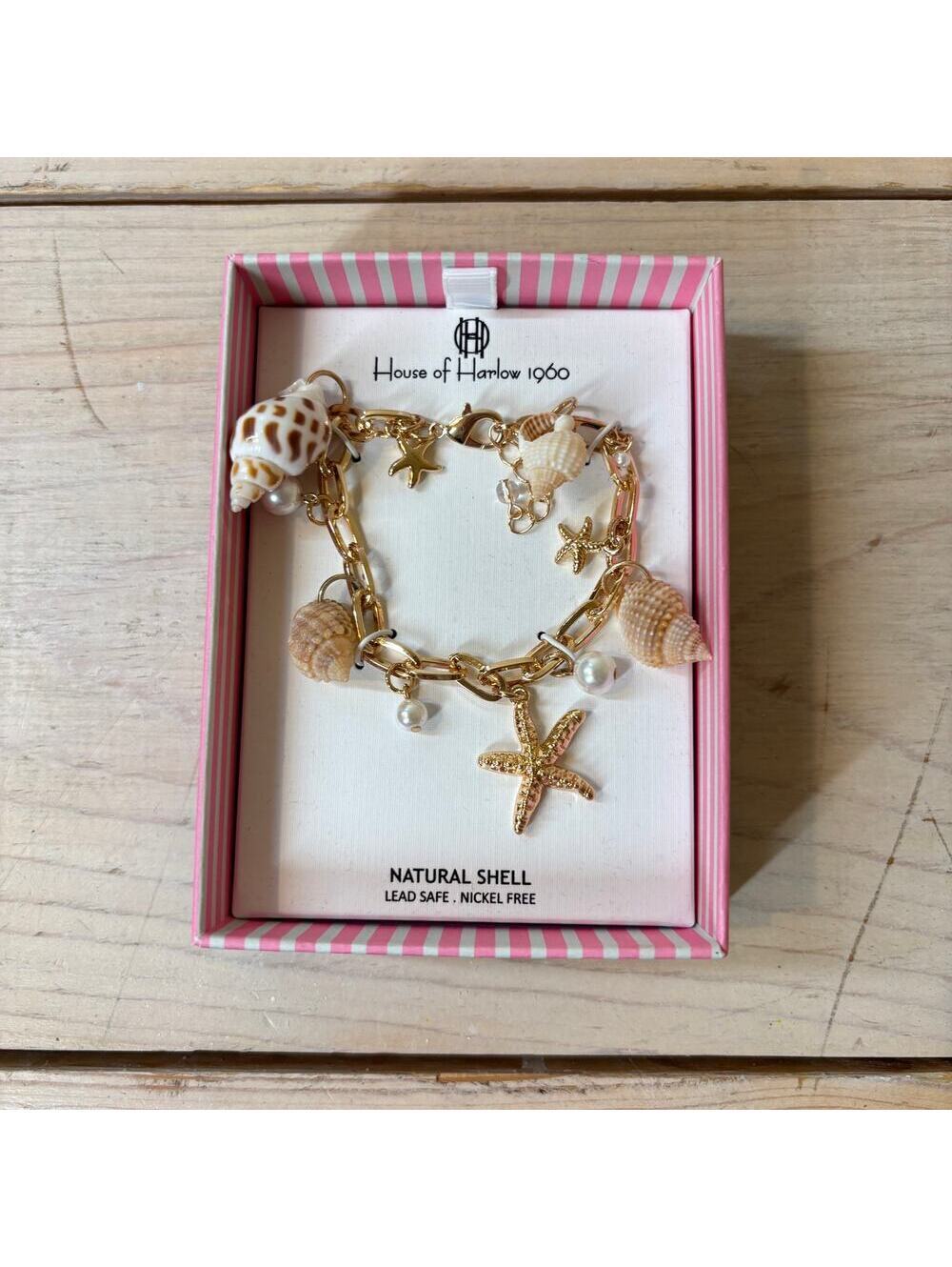 House of Harlow 1960 NWT Gold Tone Natural Shell Starfish Bracelet
